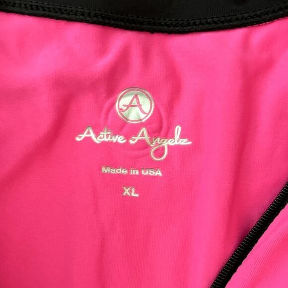 Active Angelz Half Zip Sleeveless Cycle Top Hot Pink Black Size XL - Picture 6 of 7